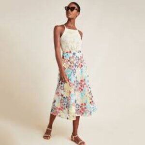 Eva Franco by Anthropologie Floral Embroidered  Midi Skirt   1X/ 16-  18W